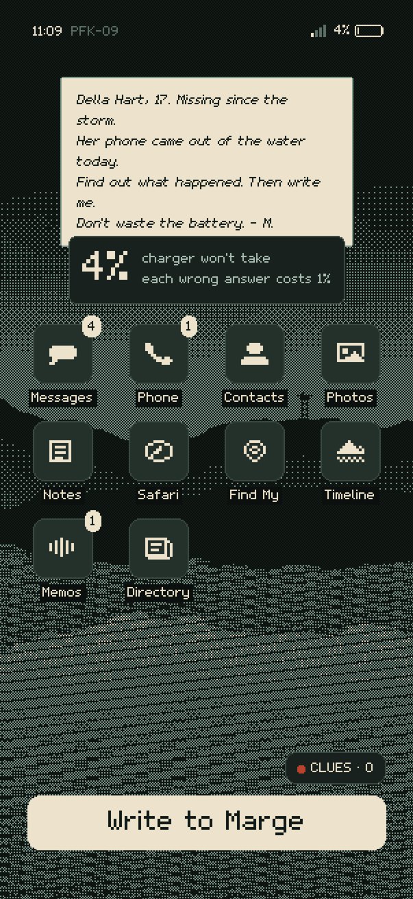 Della's home screen with Marge's note pinned on top